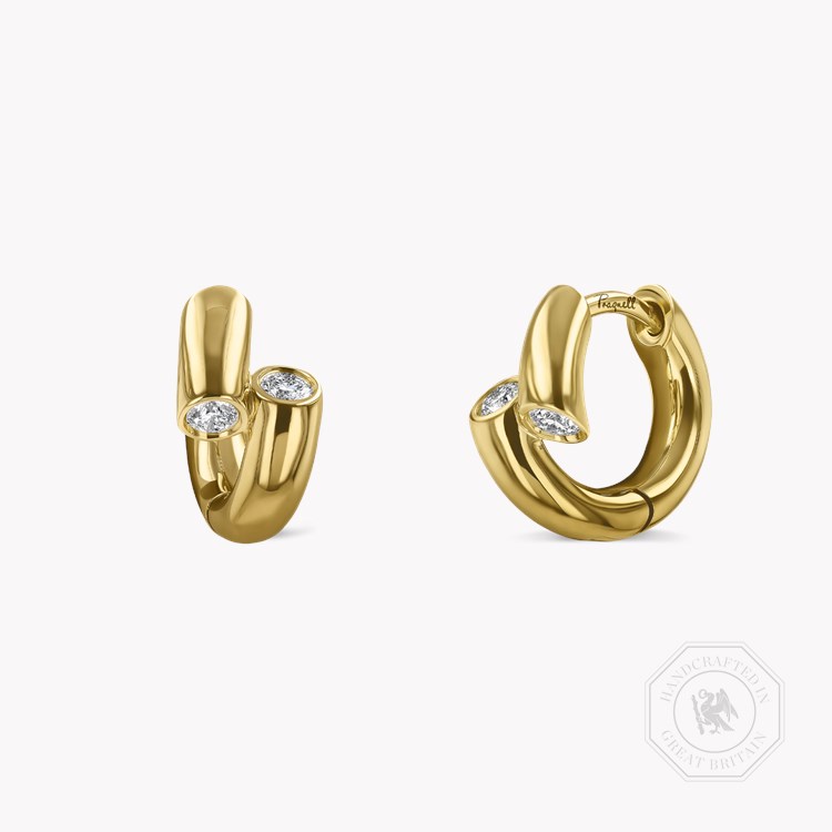 Eclipse 0.17ct Diamond Small Hoop Earrings   in 18ct Yellow Gold