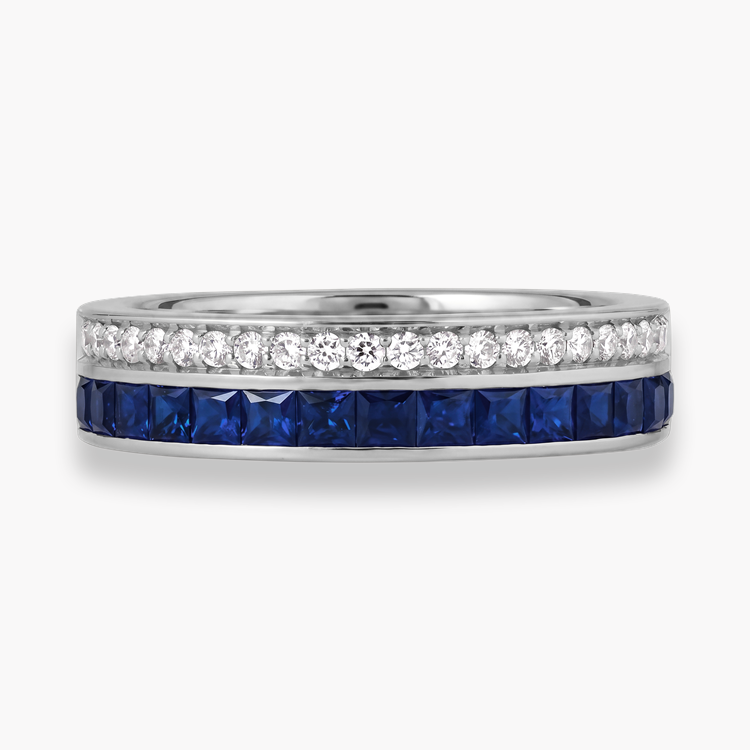 Princess Cut 0.75ct Sapphire and Diamond Half Eternity Ring Princess & Brilliant Cut, Claw Set_2
