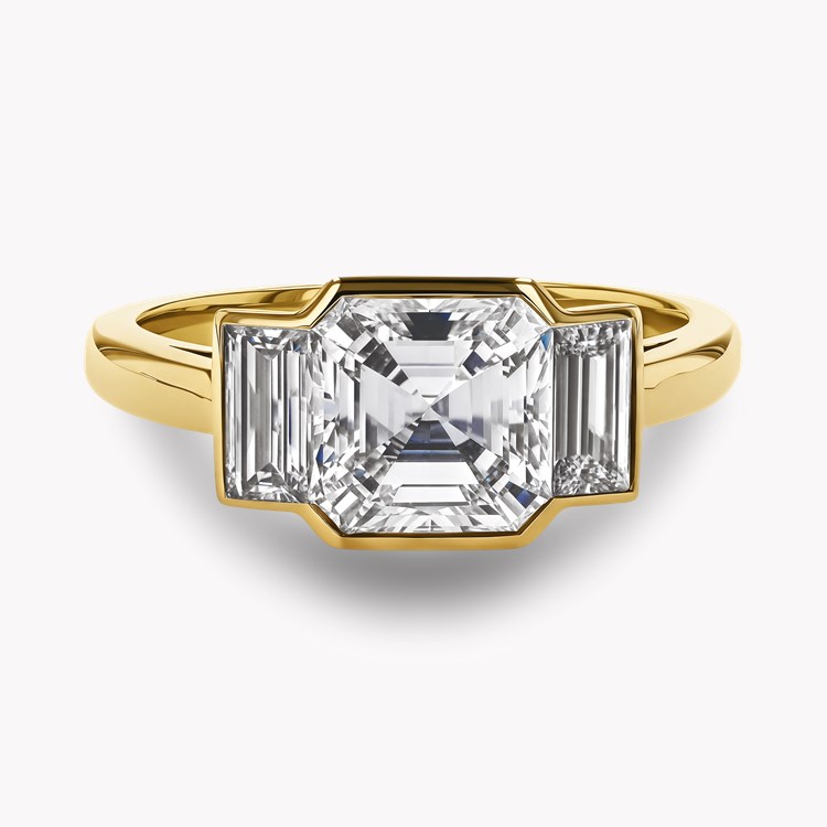 Kingdom 2.53ct Botswana Diamond Three Stone Ring Asscher Cut, Rubover Set_2