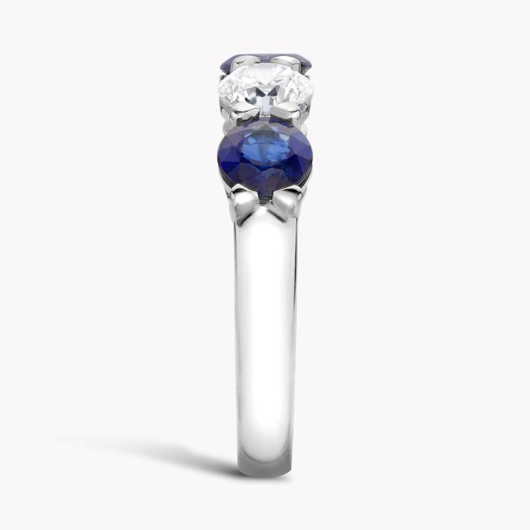 Five Stone Sapphire and Diamond  Ring Round Brilliant Cut, Claw Set_4