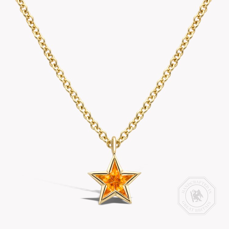RockStar Orange Sapphire Pendant Kite Cut, Rubover Set_1