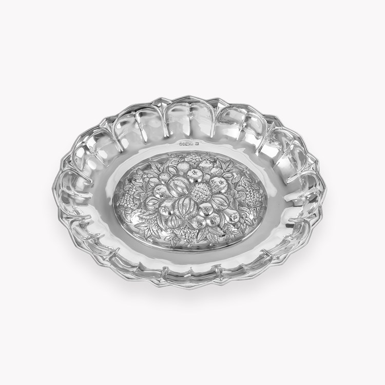 Silver Decorative Fruit Pattern Bowl Hallmarked Sheffield_1