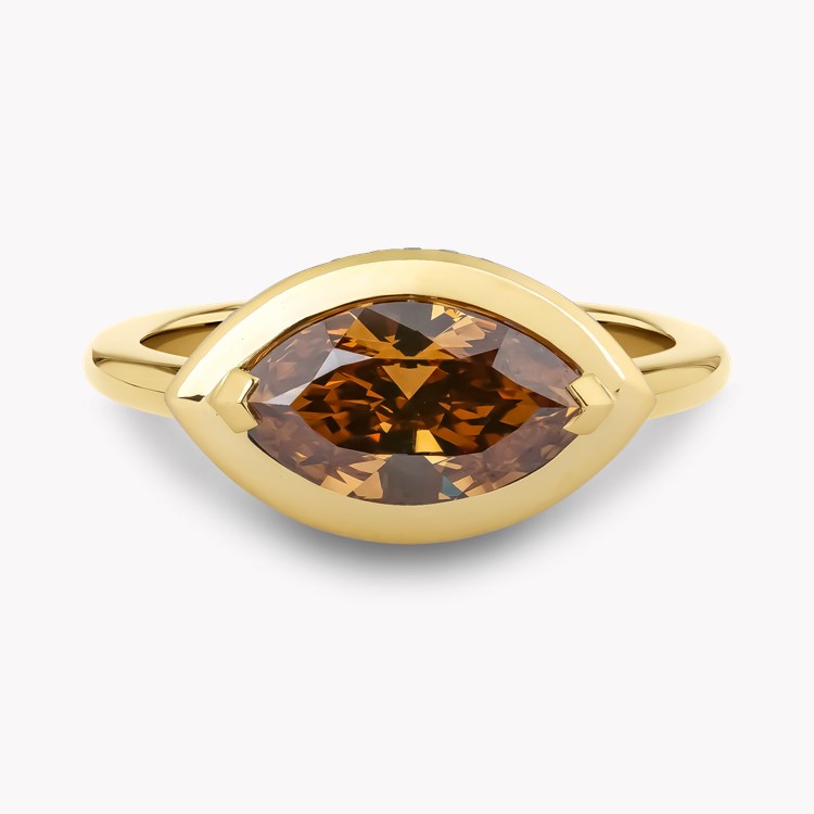Skimming Stone 2.00ct Fancy Deep Brown Yellow Diamond Ring Marquise Cut, Claw Set_2