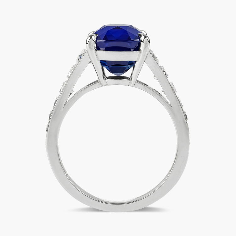 Masterpiece Pragnell Setting 6.67ct Kashmir Sapphie and Diamond Ring Modern Cushion & French Cut, Claw Set_3