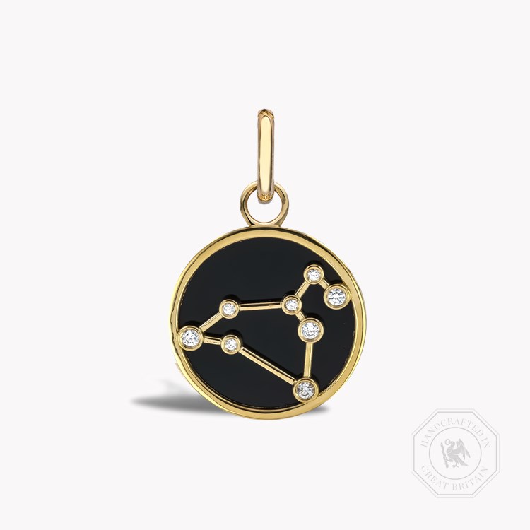 Constellation Diamond and Black Onyx Leo Pendant Charm Brilliant Cut, Rubover Set_1