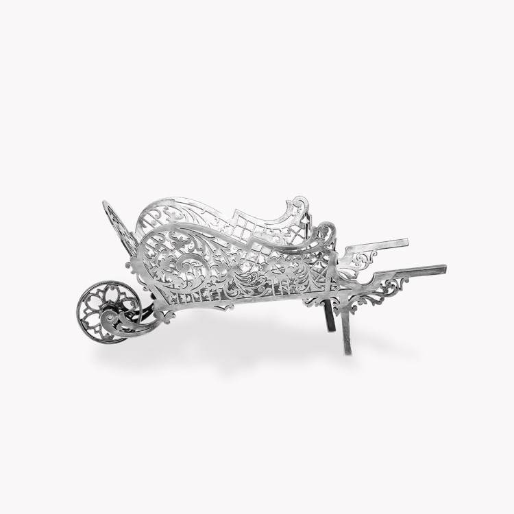 Silver Ornate Decorative Wheelbarrow Hallmarked Sheffield_2