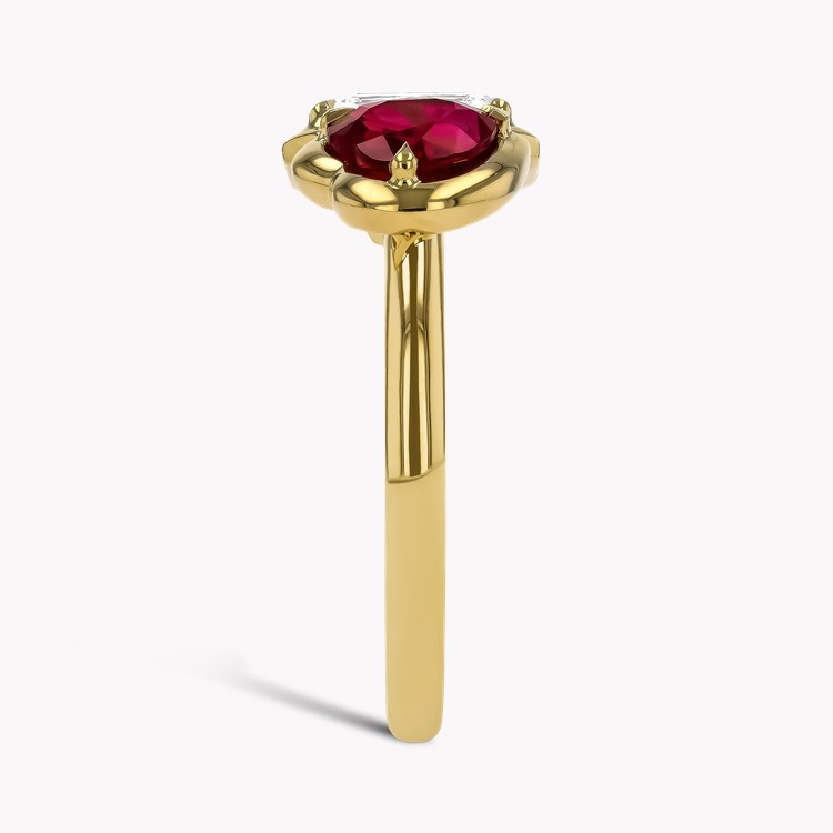 Skimming Stone 1.20ct Diamond and Burma Ruby Toi et Moi Ring Emerald Cut & Heart Shape, Claw Set_4