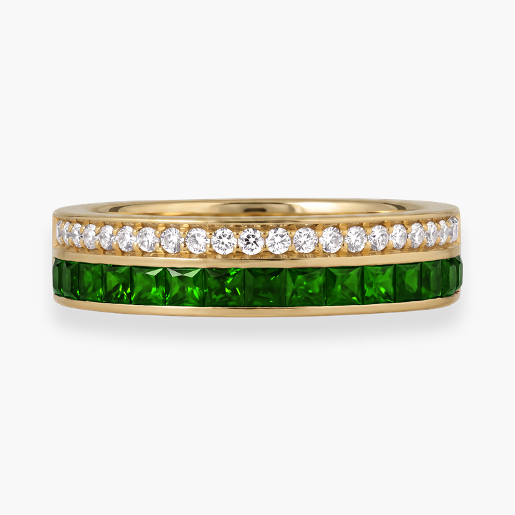 Princess Cut 0.75ct Tsavorite Garnet and Diamond Half Eternity Ring Princess & Brilliant Cut, Channel Set_2