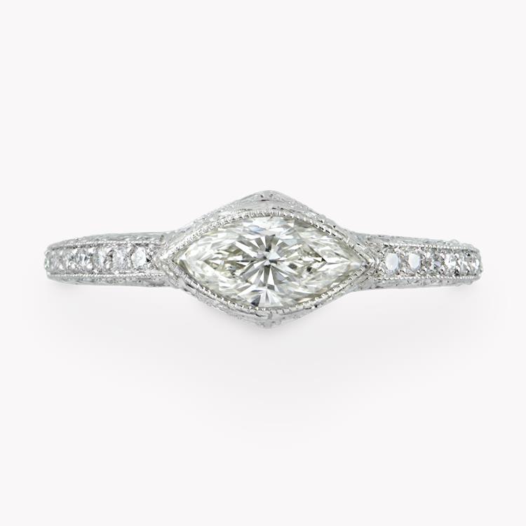 Marquise Diamond Ring  1.50CT in Platinum Marquise Solitaire Ring, with Diamond Shoulders_2