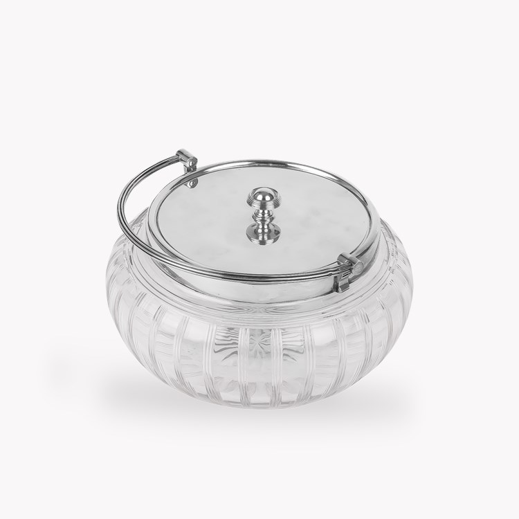 Silver George V Cut Glass Biscuit Jar Hallmarked Sheffield_2