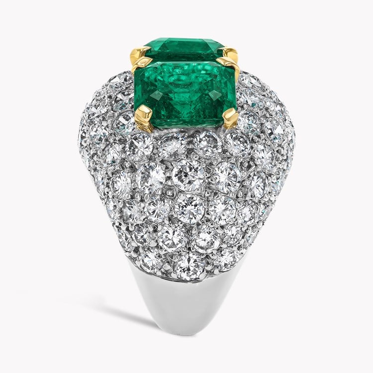 Retro Cartier 7.991ct Colombian Emerald and Diamond Bombé Ring Octagonal Cut, Claw Set_4