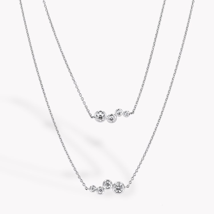 Bubbles Diamond Long Necklace Brilliant Cut. Rubover Set_2