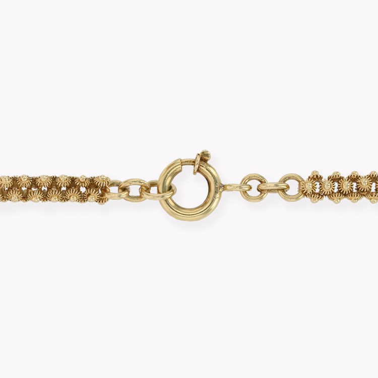 Victorian Long Guard Chain Necklace Bobble Square Link Chain_3