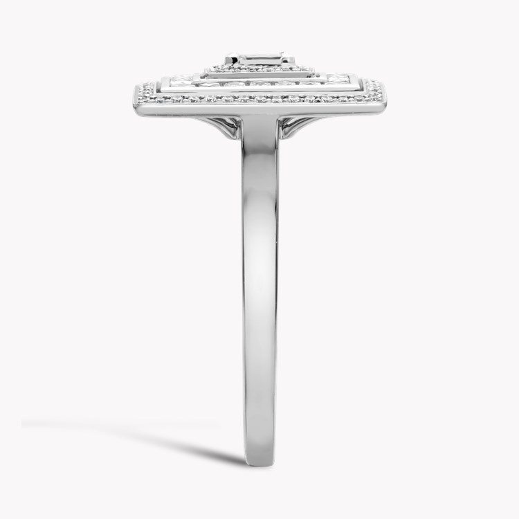 Carre cut Diamond Ripple Ring Carre Cut. Four Claw Set_4