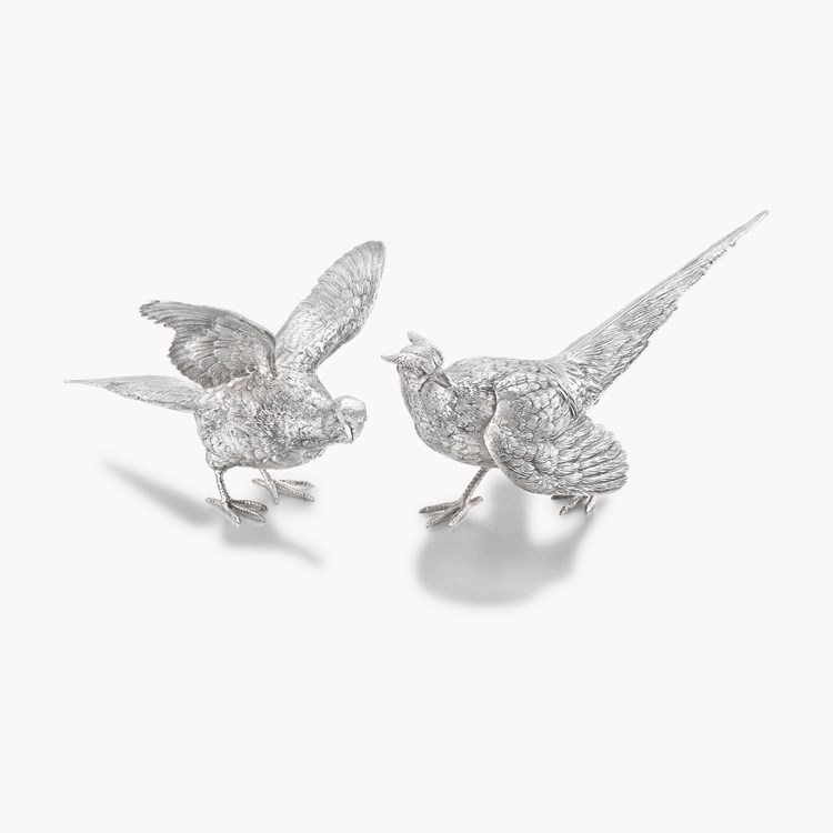Silver Elizabeth II Brace of Pheasants