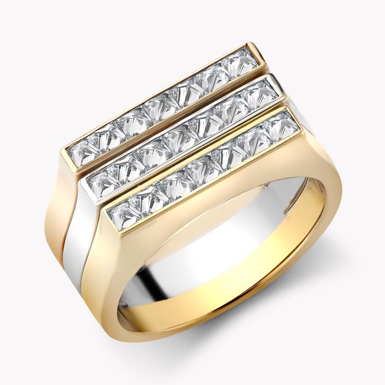 RockChic Three Row Ring  1.09CT in White Yellow and Rose Gold Princess Cut, Channel Set_1