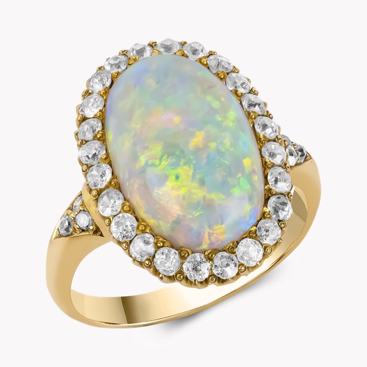 Cabochon Cut Emerald and Diamond Ring Cabochon Cut, Claw Set_1