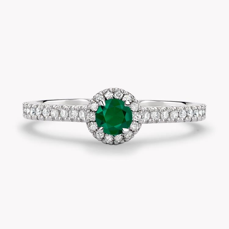 Round Brilliant Cut Emerald Ring 0.25CT in 18CT White Gold Cluster Ring with Diamond Shoulders_2