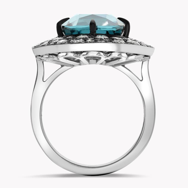 Snowstorm Green Indicolite Cluster Ring  6.02CT in Platinum Claw Set with Pave set Diamond Surround_3