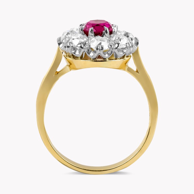 Oval Cut 1.06ct Burma Ruby and Diamond Cluster Ring Oval Cut, Claw Set_3
