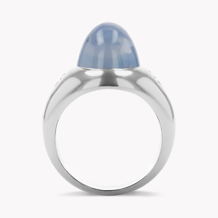 Art Deco Cabochon Cut Star Sapphire and Diamond Ring Cabochon Cut, Gypsy Set_3