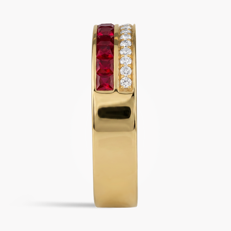 Princess Cut 0.75ct Ruby and Diamond Half Eternity Ring Princess & Brilliant Cut, Claw Set_4