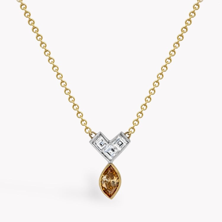 Contemporary Marquise and Asscher Cut 0.27ct Champagne Diamond Pendant Marquise & Asscher Cut, Claw Set_1