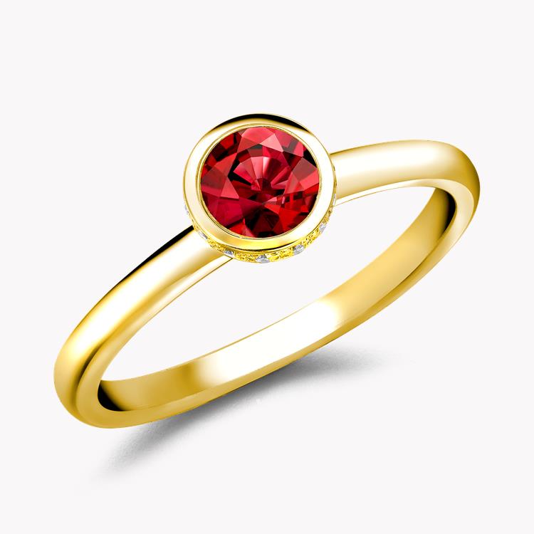Sundance Ruby Ring 0.54CT in 18CT Yellow Gold Brilliant Cut, Rubover Set_1