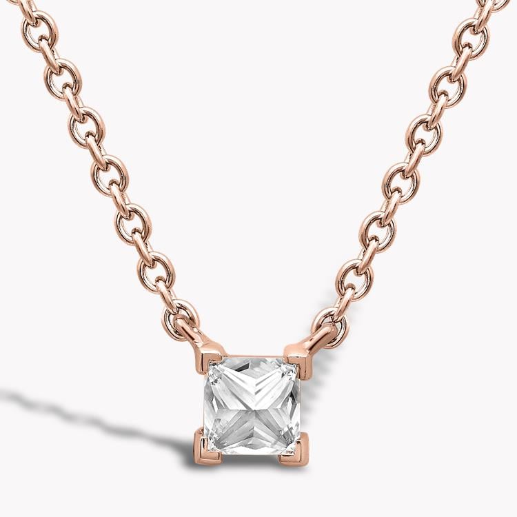 RockChic Diamond Solitaire Necklace 0.20CT in Rose Gold Princess Cut, Claw Set_1