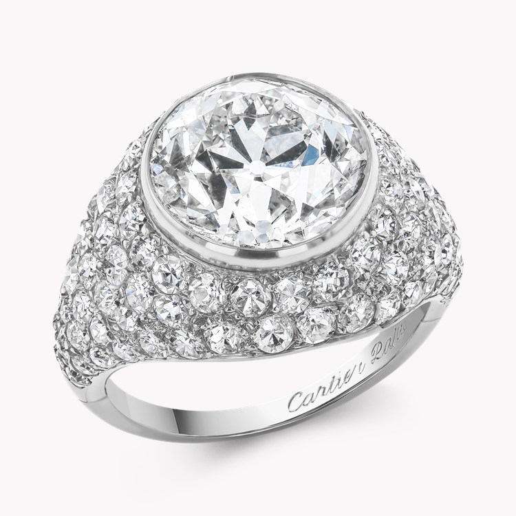 Art Deco Cartier Old European Cut 5.10ct Diamond Bombé Ring Old Cut, Rubover Set_1