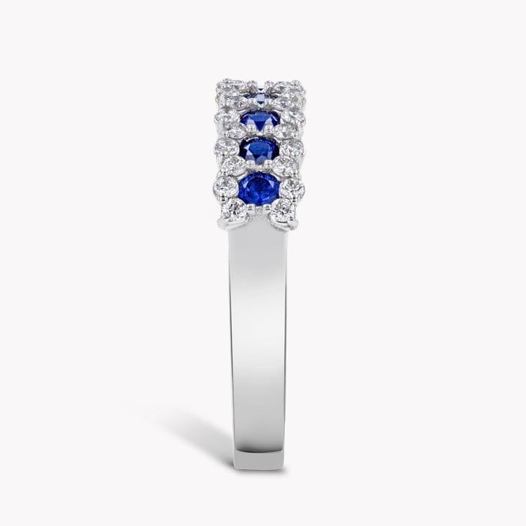 Brilliant Cut Sapphire and Diamond Ring Brilliant Cut, Half Eternity, Claw Set_4