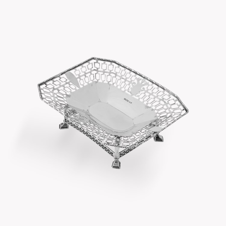 Silver Decorative Basket on Feet Hallmarked London_2