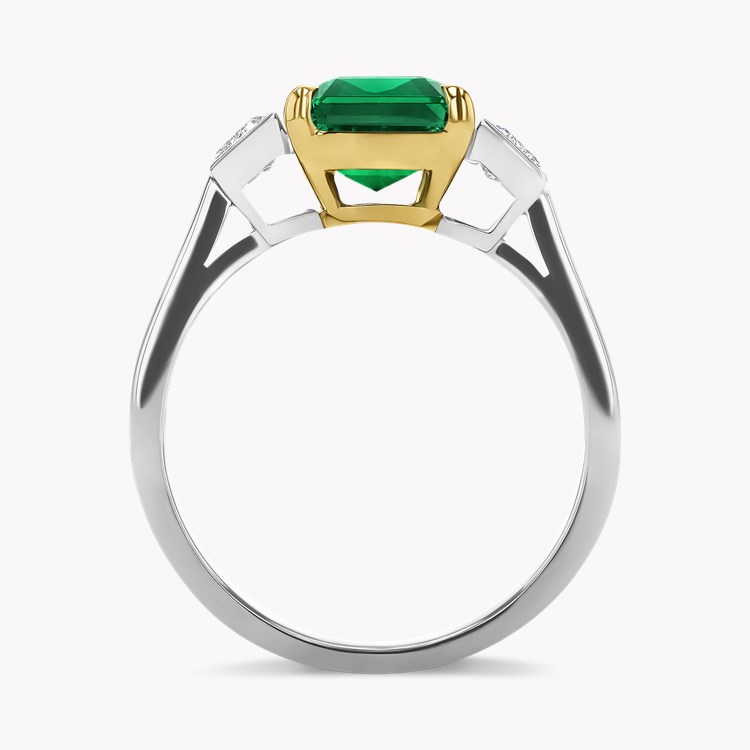 2.90ct Emerald and Diamond Three Stone Ring Emerald Cut, Claw Set_3