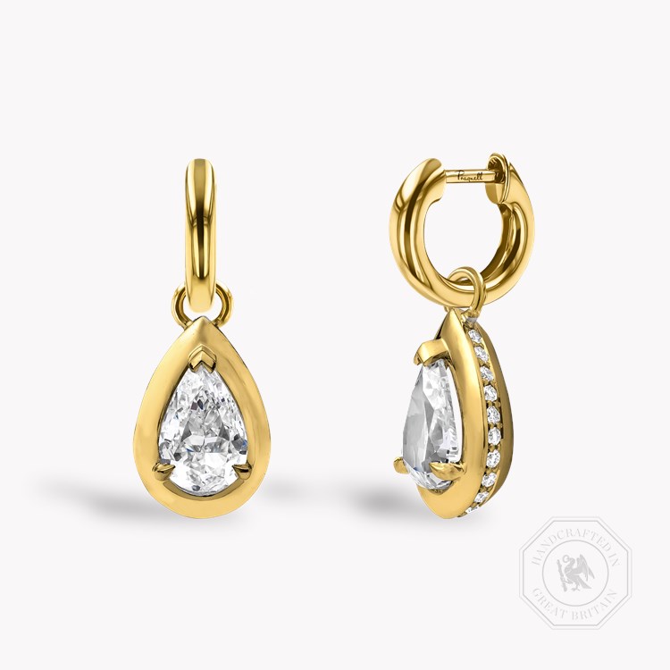 Skimming Stone Pear Shaped 1.64ct Diamond Drop Earrings   in 18ct Yellow Gold
