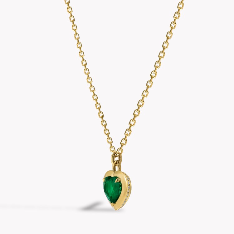 Skimming Stone Heart Shaped 1.30ct Emerald Pendant Heart Shaped, Claw Set_2