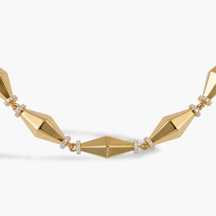 Cleopatra 4.74ct Natural Diamond Gold Faceted Barrel Link Bold Necklace Brilliant Cut, Pavé Set_2