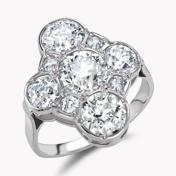 Art Deco Diamond Cluster Ring  1.45CT in Platinum Old Cut Diamond Ring, with Diamond Surround_1