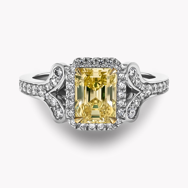 Cléo1.00ct Fancy Intense Yellow Diamond Cluster Ring Emerald Cut, Claw Set_2