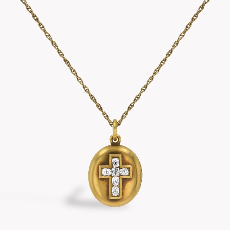 Victorian Cushion Cut Diamond Locket Pendant Cushion Cut, Grain set_1