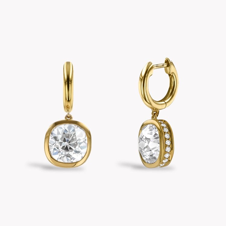 Legacy 6.16cts Diamond Drop Earrings Old Mine Cut, Rubover Set_1