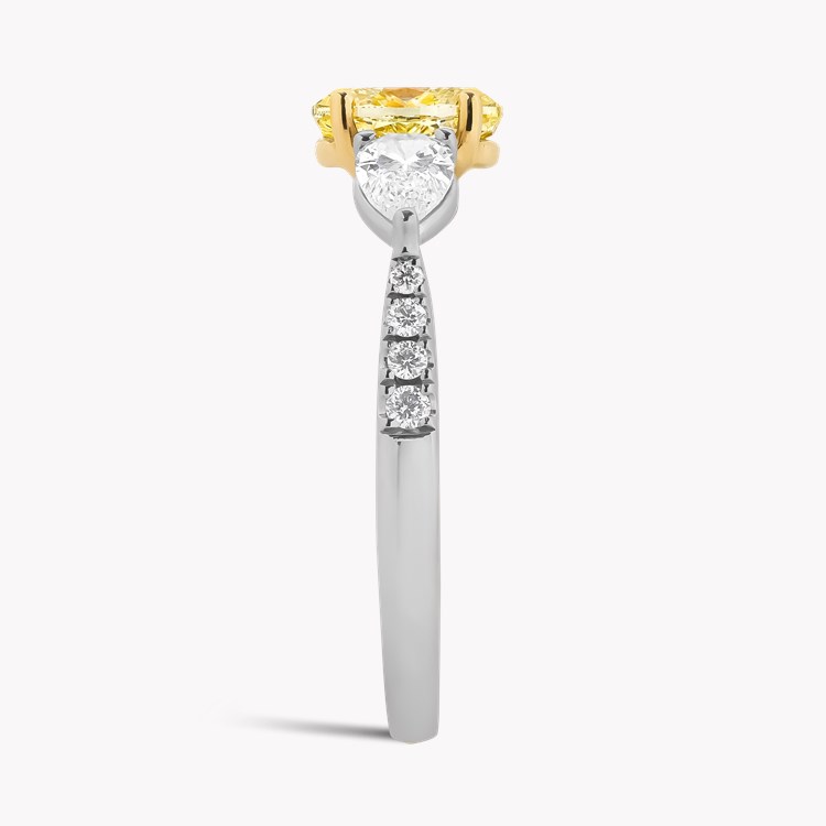 Oval Cut 1.03ct Fancy Light Yellow Diamond Three Stone Ring Oval Cut, Claw Set_4