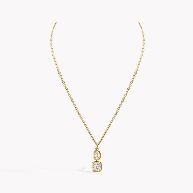 Skimming Stone Cushion Cut and Pear Shaped Diamond Pendant Cushion Cut & Pear Shaped, Claw Set_2