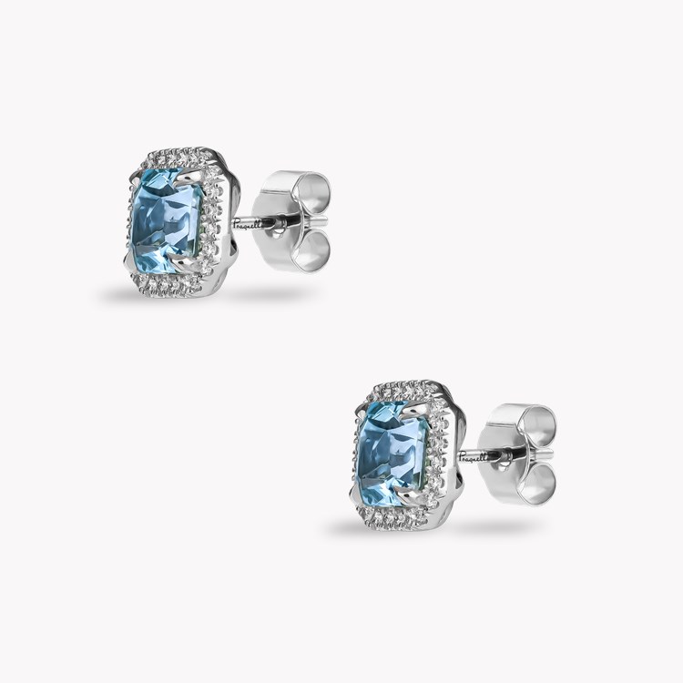 Asscher Cut 1.97ct Lukusuzi Aquamarine and Diamond Earrings Asscher Cut, Claw Set_2