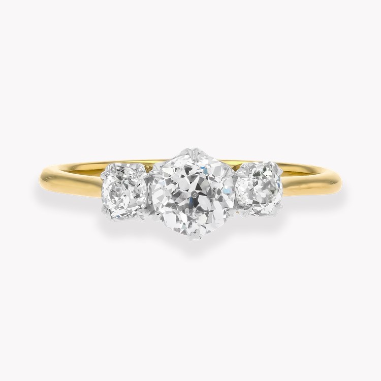 Old Cut 1.00ct Diamond Three Stone Ring Old European Cut, Claw Set_2