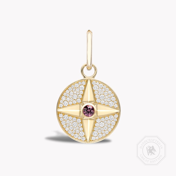 Spinel (August) and Diamond Pendant Charm Brilliant Cut Rubover & Claw Set_1