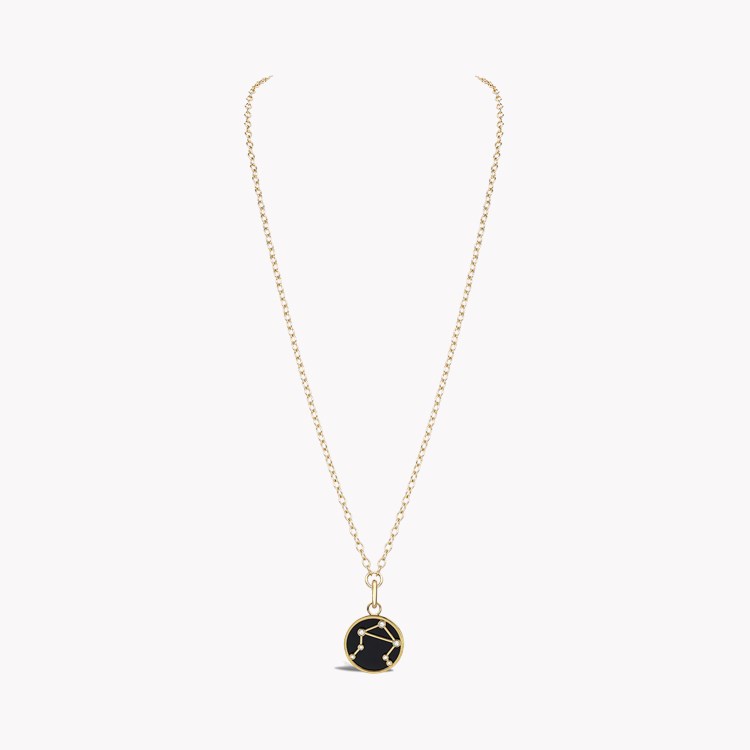 Constellation Diamond and Black Onyx Libra Pendant Charm Brilliant Cut, Rubover Set_3