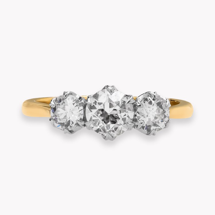 Coronet Old Cut 1.02ct Diamond Three Stone Ring Old Cut, Claw Set_2