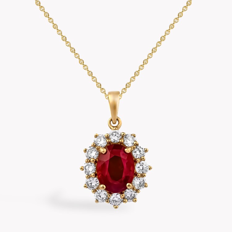 Oval Cut 1.83ct Burma Ruby and Diamond Pendant Oval Cut, Claw Set_1