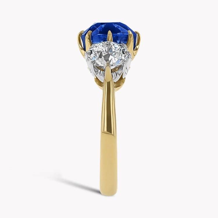 Cushion Cut 4.64ct Sri Lankan Sapphire and Diamond Ring Antique Cushion Cut, Claw Set_4