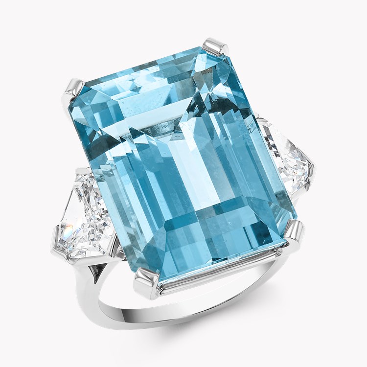 Octagonal Cut 24.60ct Aquamarine and Diamond Dress Ring Octagonal Cut, Claw Set_1